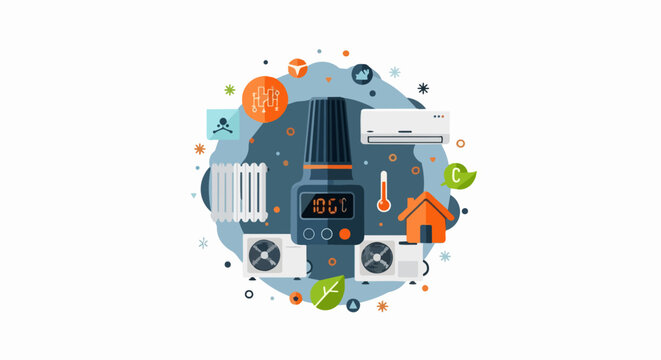 Smart Home HVAC System and Climate Control Illustration for Energy Efficient Heating and Cooling Solutions