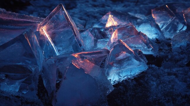 Icy crystalline structures at twilight