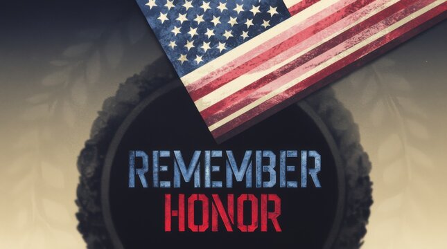 Memorial Day patriotic banner with American flag and remember honor message  
