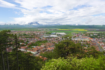 Obraz premium Panorama of Rasnov town, Romania 