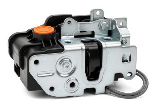 Close-up of car throttle body with orange knob