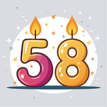 Number 58 Birthday Candle Illustration