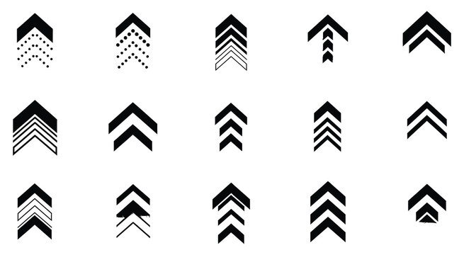 Geometric Upward Arrow Vector Icon Collection