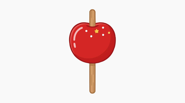 Candied Apple Treat: A vibrant, glossy candied apple on a stick, adorned with whimsical star sprinkles, promises a delightful sweet treat for any occasion.