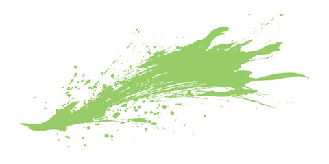 Dynamic abstract green paint splatter and ink splash grunge texture graphic element background vector illustration. © Design House