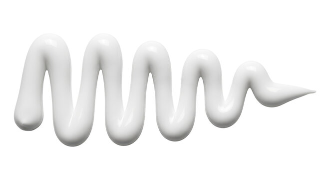 White cosmetic cream swirl smooth lotion wave smear. Isolated on transparent background, png