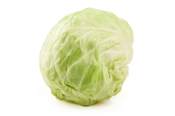 Fototapeta premium Cabbage Head, Brassica oleracea, isolated on white background