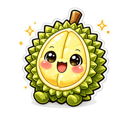 baby durian character with blush cheeks, ultra cute asian kawaii style, transparent background © Monovibes 