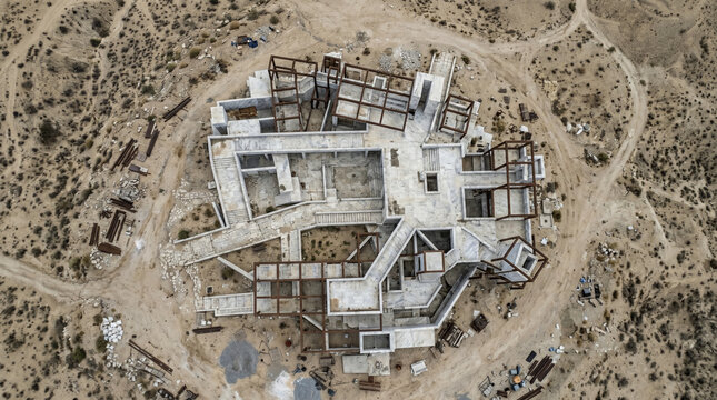 Minimalist soft deconstructivism concrete structure aerial