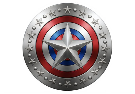 Shield with captain america star emblem isolated on transparent background, isolated on white background, Vector