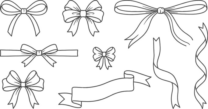 Bow tie ribbon line art