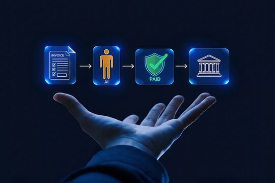 Automated bill payment AI, invoice scanning, secure transaction verification, direct bank integration, efficient financial management process, fintech, financial technology