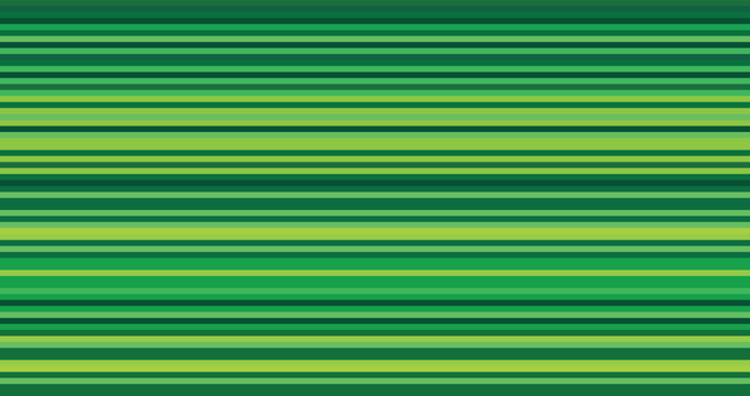 A vibrant and refreshing seamless pattern featuring numerous thin horizontal stripes in various shades of green. The color palette ranges from deep forest green to bright lime and light mint green.