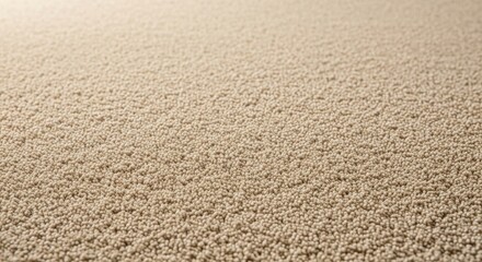 Naklejka premium Close-up view of a soft, dense beige carpet with a plush pile offering warmth and comfort for home interiors.