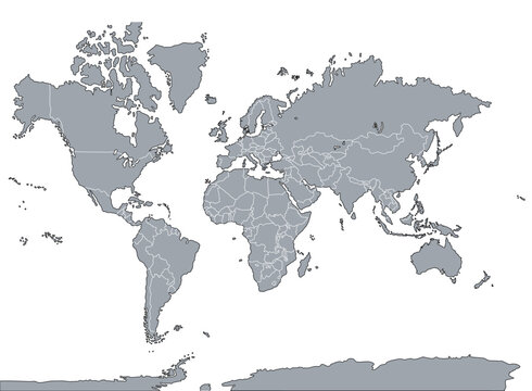 World map or mapa mundi on a white colored background