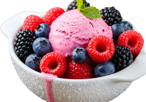 Delicious fruit parfait with berries and whipped cream isolated on transparent background, isolated on white background, Vector