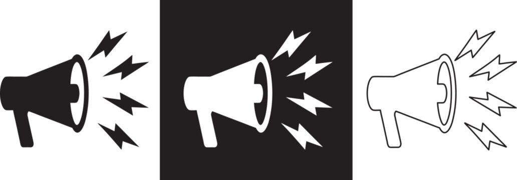 megaphone icon vector silhouette, Speaker vector set, megaphone cheerleading speaker line act vector, Formats Included EPS