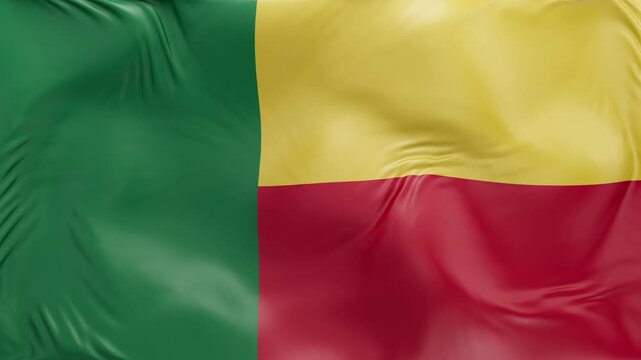 Benin flag waving Seamless silk flag 3d animation slow motion Looping