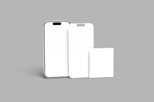 Modern mobile phone mockup with blank display and screen protector layout
