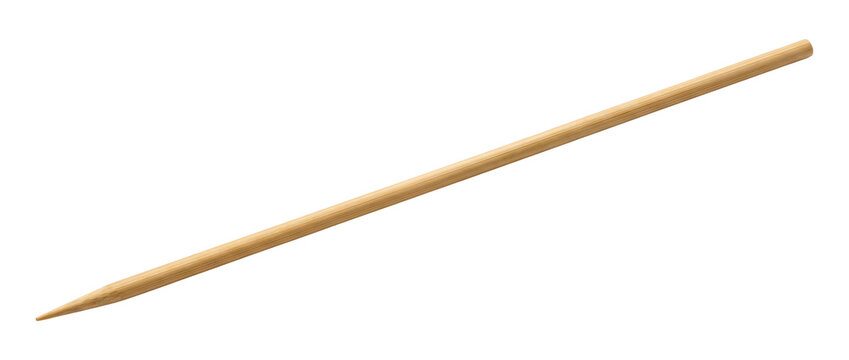 Long wooden bamboo stick skewer for cooking. Isolated on transparent background, png