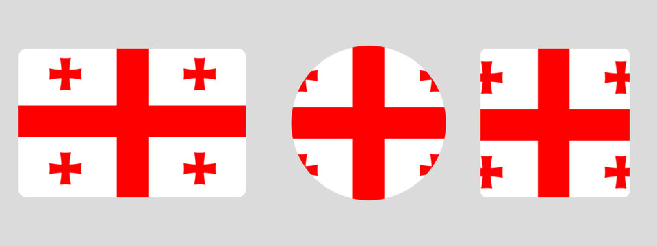 Georgia flag set. Set of flags in different shapes rectangle, circle, square vector