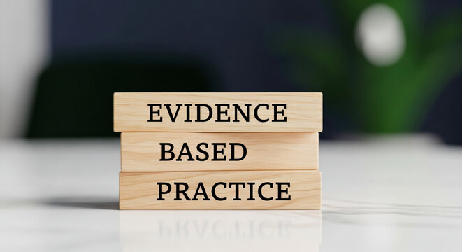 Evidence Based Practice Concept Wooden Blocks Stacked On Desk