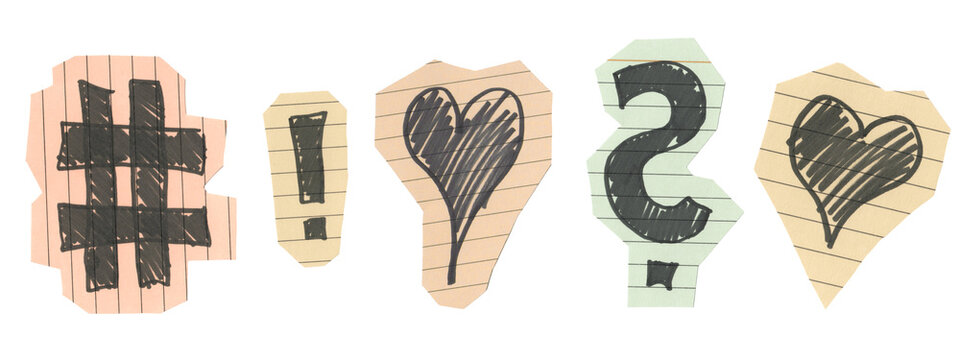 scrapbook scrapbooking collage set collection doodle - hand drawn doodle icons symbols, sketch and scribble set, cut out elements on index card, isolated on transparent or white background png