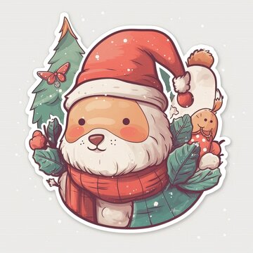 A festive Christmas-themed sticker design perfect for holiday decorations and seasonal projects.