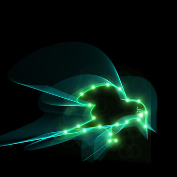 Green Flying Bird Light Motion Neon Artwork