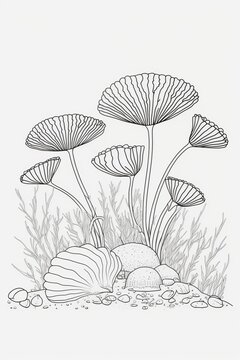 A delightful set of cute clams with friendly expressions, perfect for fun ocean-themed colouring.
