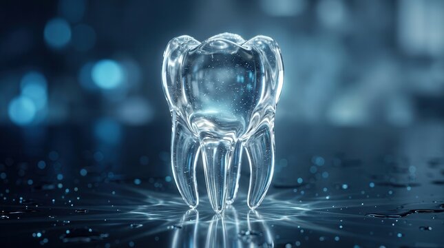 Tooth replacement and prosthetic restoration dentistry concept with a single translucent tooth model.