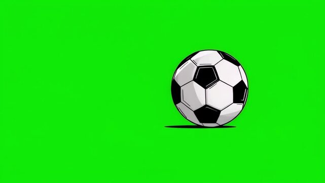 Animated Soccer Ball Rolling on Green Screen Background with Realistic Motion and Rotation, Chroma Key Football Animation for Sports Video Editing, Broadcast Graphics and Dynamic Content
