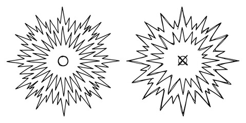 Geometric starburst explosion shapes for graphic design in hand drawn line art style © AnjaliDesai