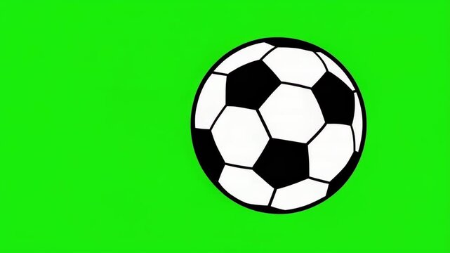 Animated Soccer Ball Rolling on Green Screen Background with Realistic Motion and Rotation, Chroma Key Football Animation for Sports Video Editing, Broadcast Graphics and Dynamic Content