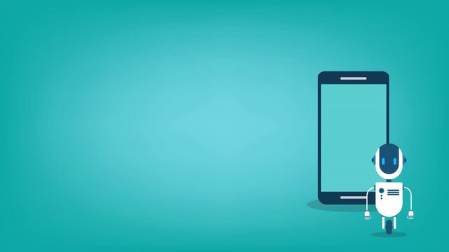 AI chatbot saying Hello on smartphone screen, Animation