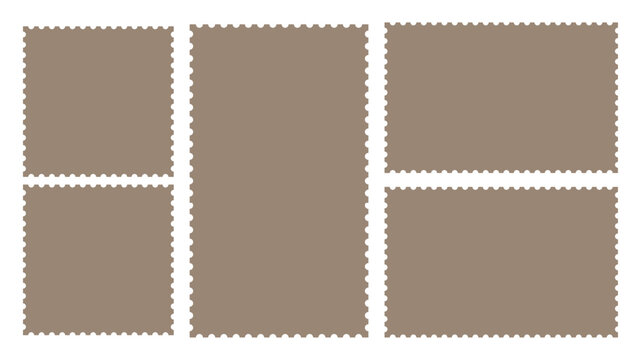 Postage stamp icons and frames. Mockup postage stamps, postage stamp borders templates.