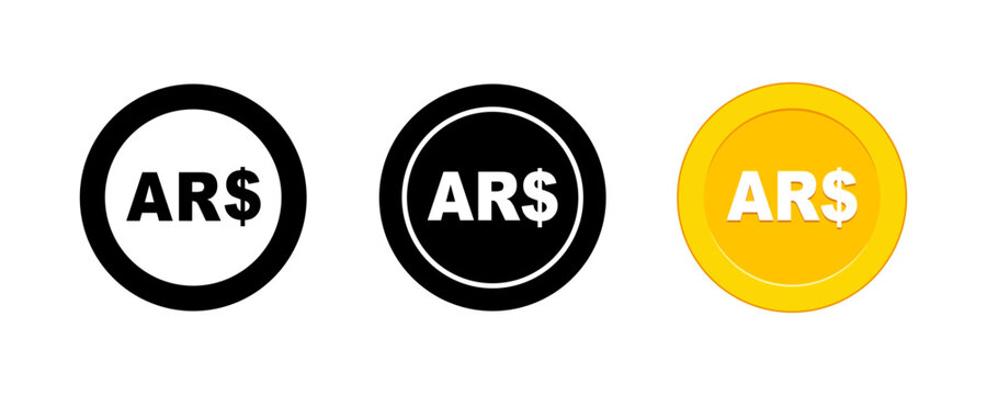 Argentina Peso Coin Icon Set Vector Currency Symbol, Money and Banking Concept