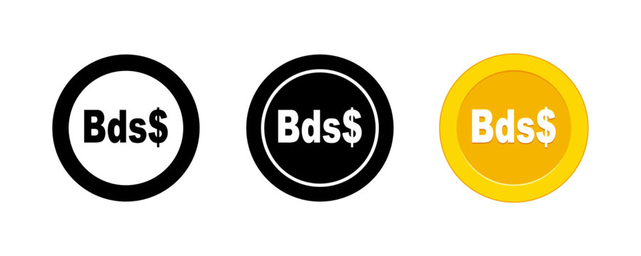 Barbadian Dollar Currency Icon Set, Barbados Money Symbol Vector