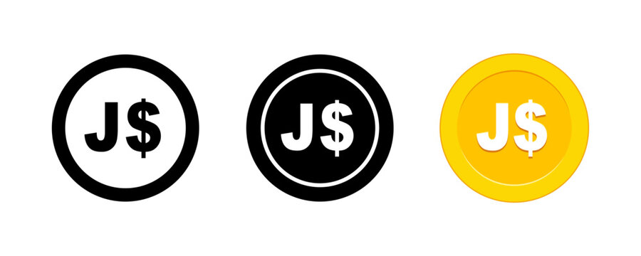 Jamaica Dollar Coin Sign Collection, Finance and Money Symbol Design