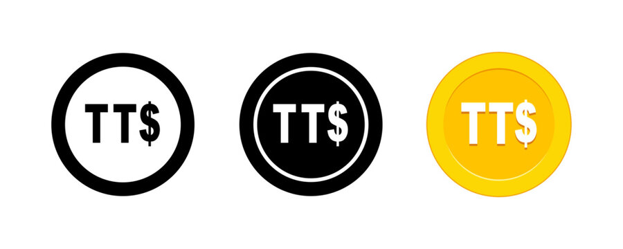 Trinidad and Tobago Dollar Currency Symbol Coin Icon Vector Set
