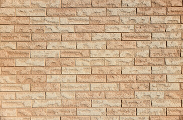 Fototapeta premium brick wall, mosaic wide panorama of masonry, bricklaying texture background.
