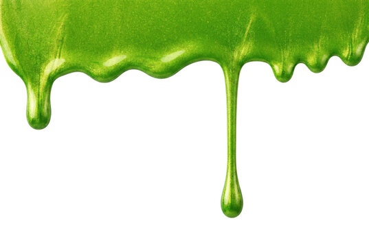 Vibrant Shimmering Green Metallic Liquid Drips