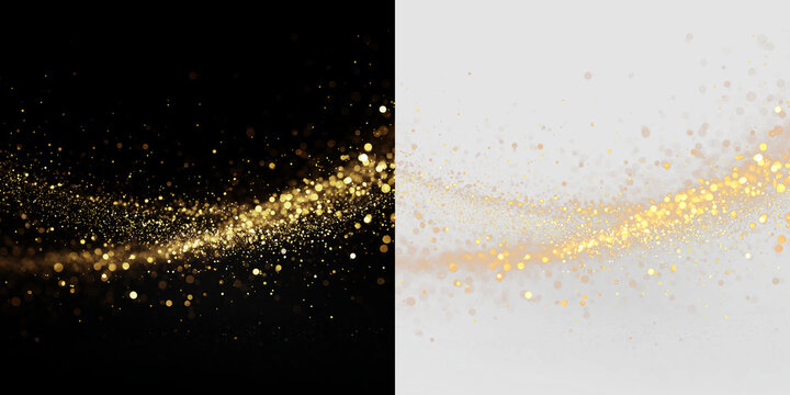 Golden sparkles line a wave pattern on a clear background created for festive events and designs in many settings, light overlay, PNG