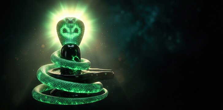 Vasuki Cobra Shivlinga &mdash; Emerald Sacred Glow