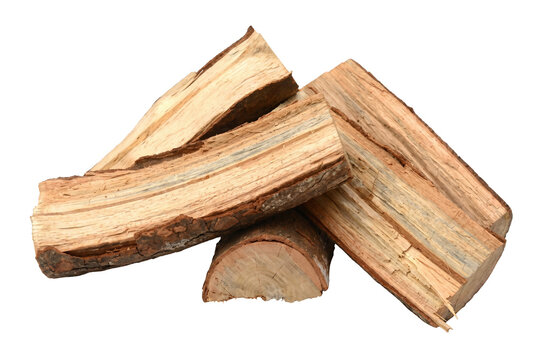 Group of split firewood logs ready for burning