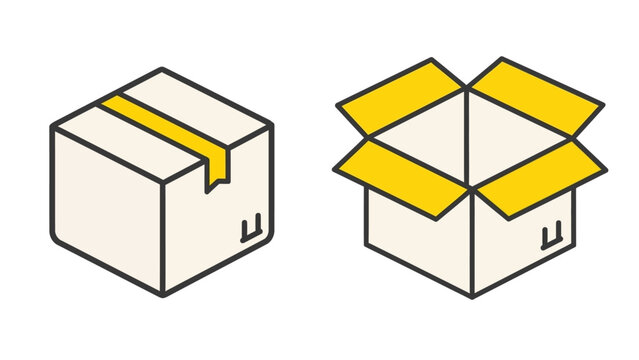 closed and open cardboard boxes one sealed with tape and the other empty