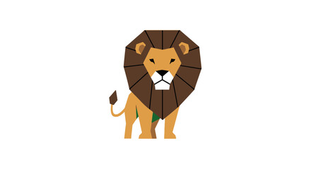 Cartoon lion with big mane standing. © herdi