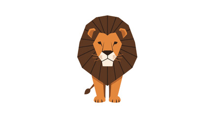 Cartoon lion with big mane standing. © herdi