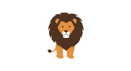 Cartoon lion with long mane standing. © herdi
