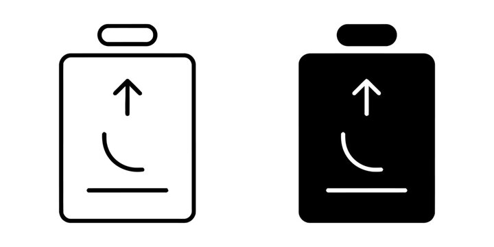 Upload document icon on clipboard for data export and transfer with clipboard
